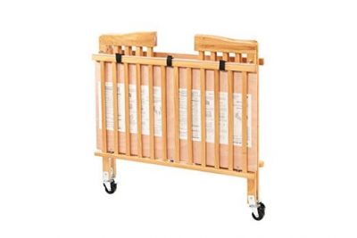 Mini Folding Wood Crib with a Thick Foam Mattress - Image 2