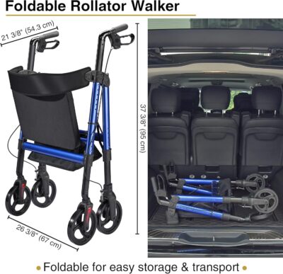 Adults Rollator Walker with Seat  - Supports up to 450 lbs - Image 2